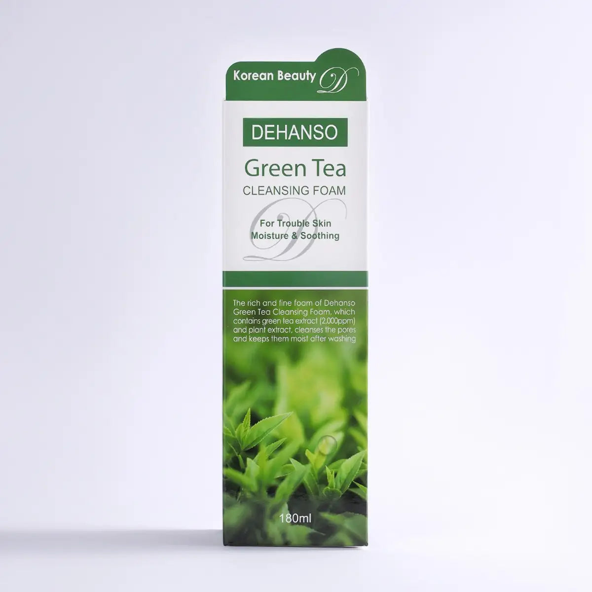 DeHanso Green Tea Cleansing Foam 180 ml box packaging Korean hydrating cleanser for sensitive acne prone skin