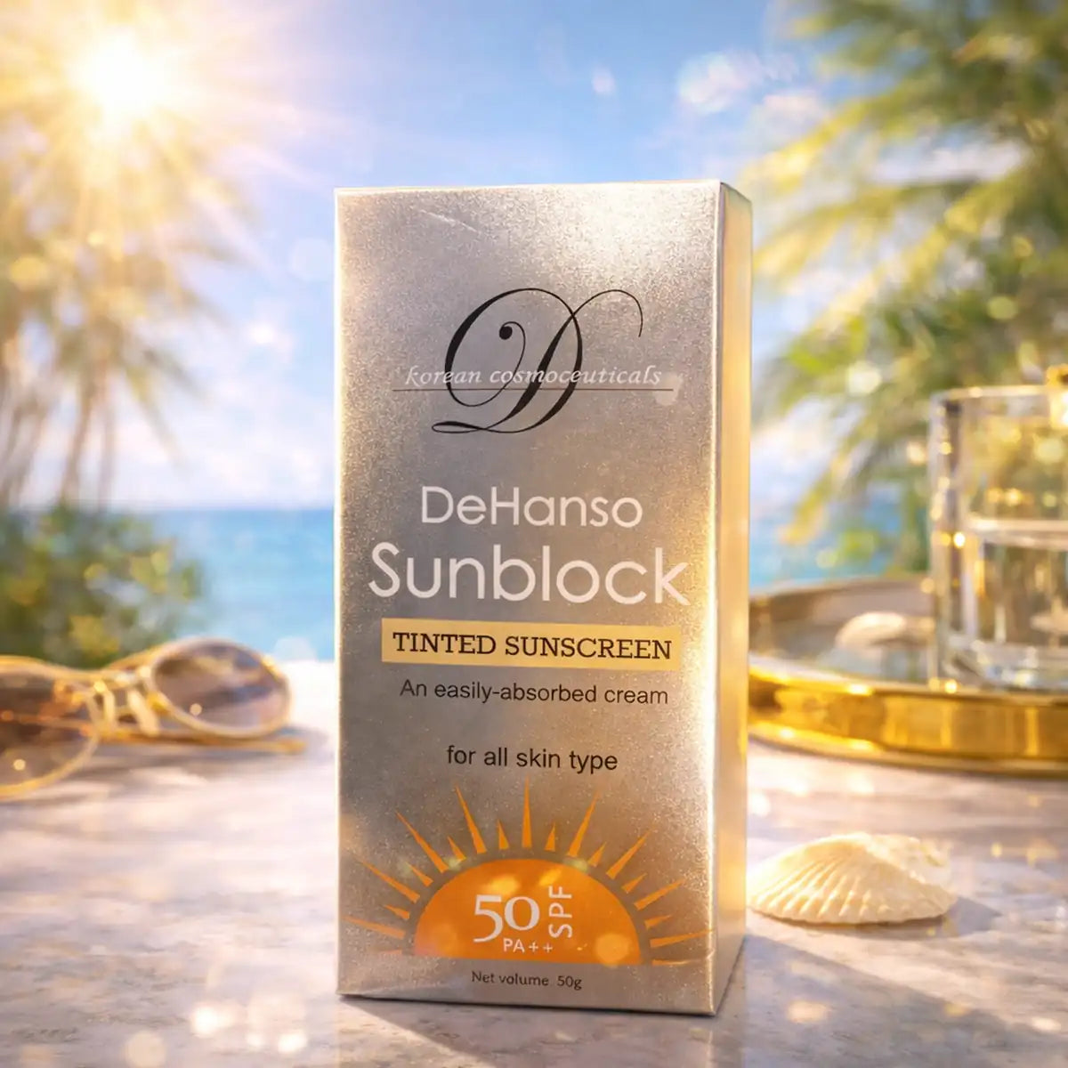 DeHanso tinted sunscreen SPF 50 PA++ lightweight Korean sunblock cream