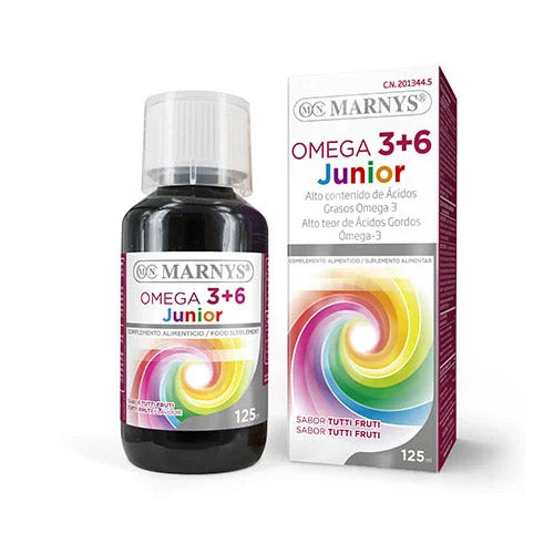 Omega 3+6 Junior supplement with plant-based Omega oils from flaxseed and borage for children's heart and immune support