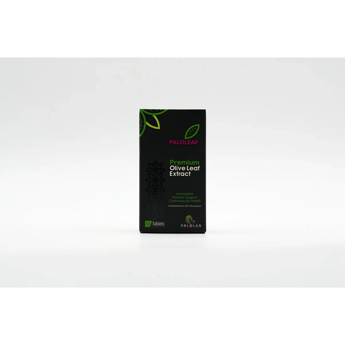 Paloleaf olive leaf extract dietary supplement 20 percent oleuropein 60 tablets product box