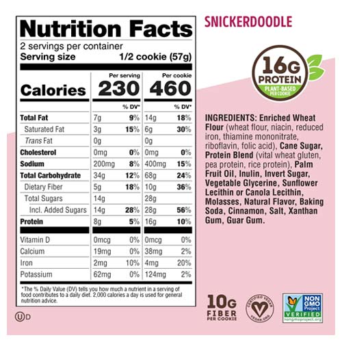 Lenny & Larry's Complete Cookie Snickerdoodle - 4oz, 16g plant-based protein, 10g fiber, cinnamon-sugar flavor, and vegan-friendly