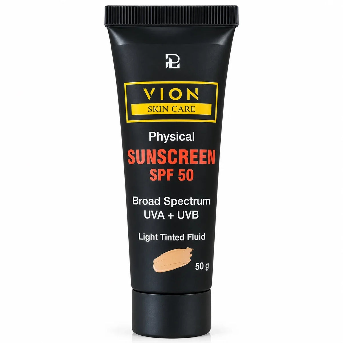 VION Physical Sunscreen SPF 50 Light Tinted Fluid Mineral Face Sunscreen 50g