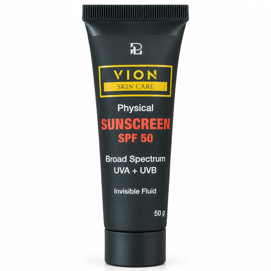VION Physical Sunscreen SPF 50 Invisible Fluid Mineral Face Sunscreen Tube 50g